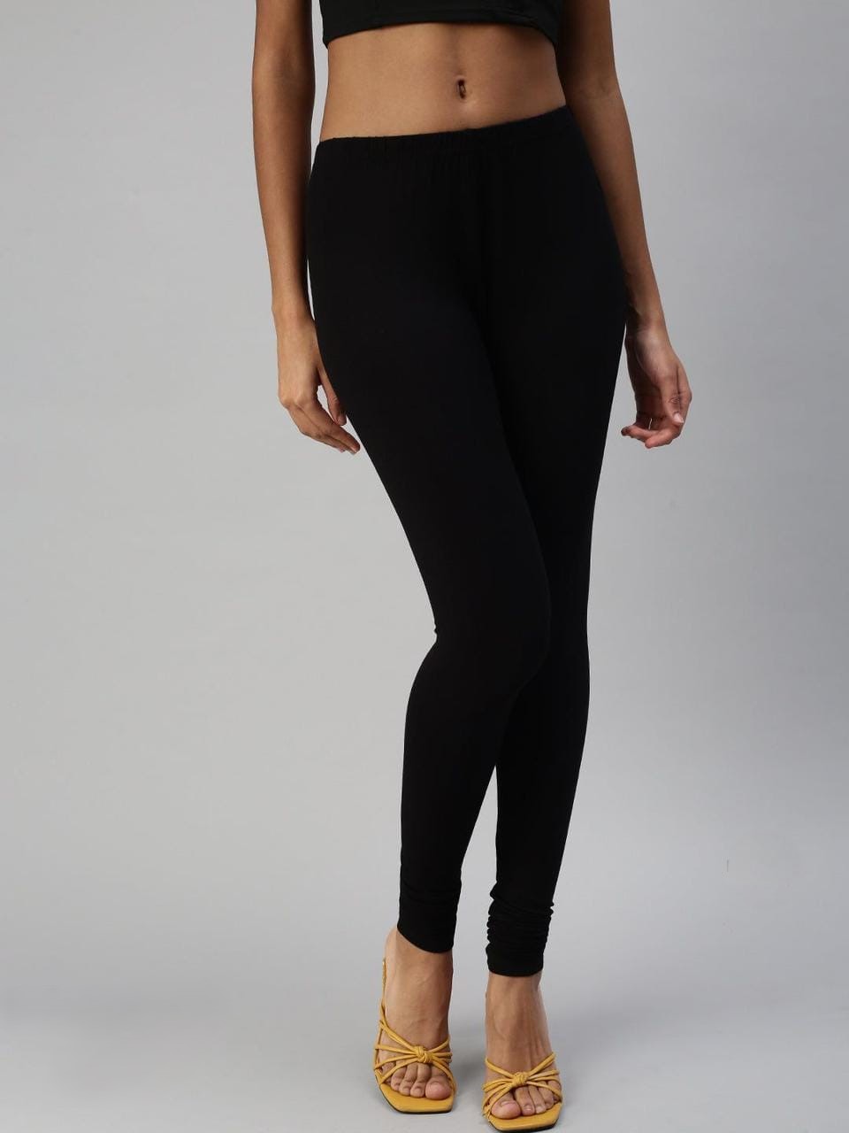 Cotton Lycra   Prisma Bottle Green Churidar Leggings.
